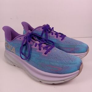 Hoka One One Clifton 9 Running Shoes Womens 10.5 Blue Purple Athletic Sneakers